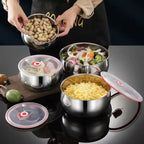3 Sizes Stainless Steel Food Container with Airtight Plastic Lid