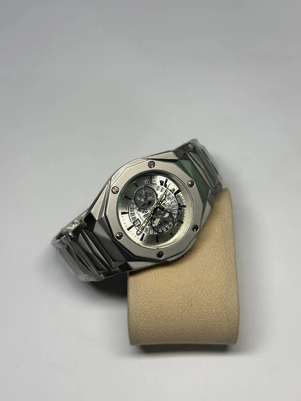 HUBLOT GENEVE MASTER LOCK-DATE ADJUST SKELETON WATCH