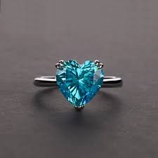 925 Blue Topaz Heart Ring (100% Pure Chandi )